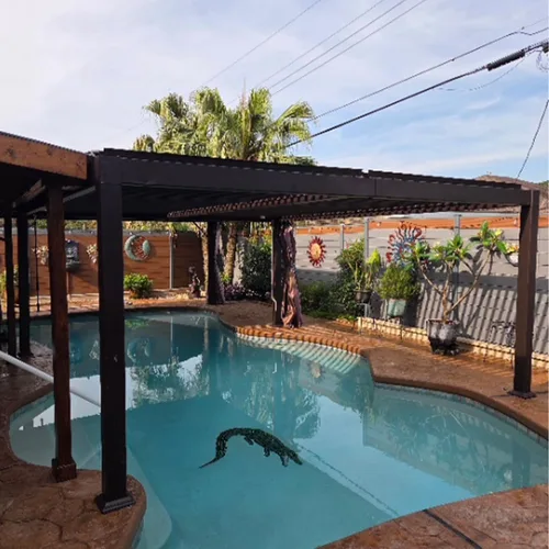 Vista 22 de PURPLE LEAF - Pérgola con listones de 10 x 12 pies para exterior, toldo ajustable moderno de aluminio para patio con techo retráctil para terraza