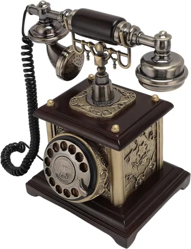Vista 3 de Teléfono fijo antiguo con diseño clásico, teléfono fijo retro de elegancia vintage para hotel de oficina en casa