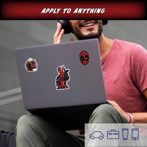Vista 5 de Marvel Deadpool Calcomanías de vinilo – Juego de 3 calcomanías de vinilo Deadpool para automóvil, ventana, camión, parachoques, laptop, vaso, 1991