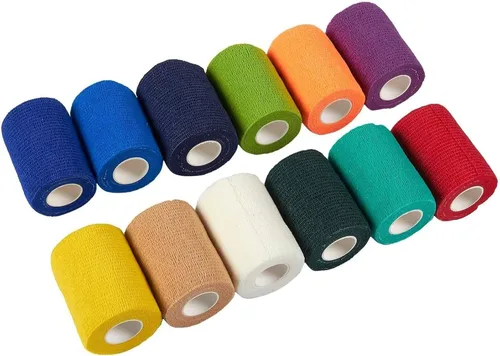 Vista 9 de Juvale Vet Wrap - Soporte autoadherente para esguinces con vendaje de compresión - Cuidado de mascotas y equinos con vendaje elástico - Soporte
