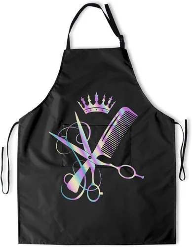 Vista 19 de Kawani Delantal adulto con bolsillos, delantal de cocina de chef Negro Floral