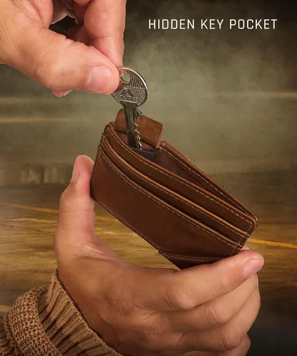 Vista 3 de GO Wallet (se adapta a 7 tarjetas + dinero en efectivo + bolsillo oculto), Vaquero Bio-Cuero, Estuche para tarjetas