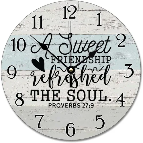 Vista 91 de Reloj de pared con versículo bíblico, con cita religiosa, reloj de madera, texto inspirador cristiano, reloj de madera rústico personalizado