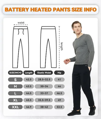 Vista 5 de FERNIDA Pantalones térmicos con batería eléctrica USB para hombres y mujeres, pantalones deportivos con calefacción de forro polar con bolsillos