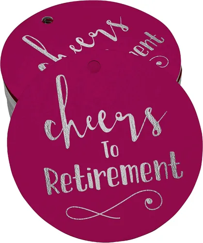 Vista 51 de Etiquetas de papel para colgar con texto en inglés "Cheers to Retirement Wall" (50 unidades)