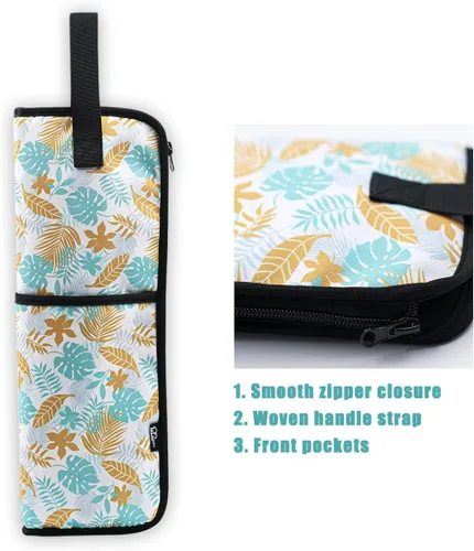Vista 5 de WK IEASON 2 piezas de funda de plancha plana para el cabello, bolsa de lona, resistente al calor, rizador de silicona, para herramientas de cabello