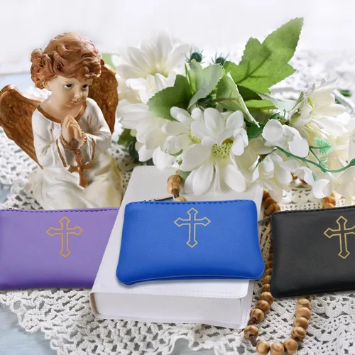 Vista 5 de Shinylin 12 piezas de rosario de cuero para rosario con cremallera, funda de rosario de cuero sintético para hombres y mujeres, 6