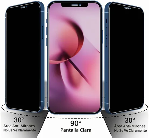 Vista 3 de (2 unidades) Protector de pantalla de privacidad para iPhone 12 Mini de 5.4 pulgadas, vidrio templado antiespía, antiarañazos, sin burbujas