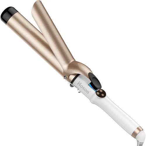 Vista 8 de Hoson Rizador profesional de 1/2 pulgada, barril de cerámica de turmalina, rizador de pelo para cabello largo y corto, guante incluido, dorado