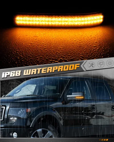 Vista 10 de HERCOO Luces LED secuenciales intermitentes para espejo lateral, lámpara ámbar, reflector, conjunto de lentes ahumadas, compatible con Ford F150