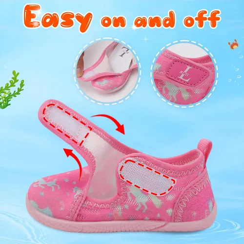 Vista 3 de Zapatos de agua para niños y niñas, zapatos de playa para niños y niñas, secado rápido, antideslizantes, transpirables, calcetines acuáticos