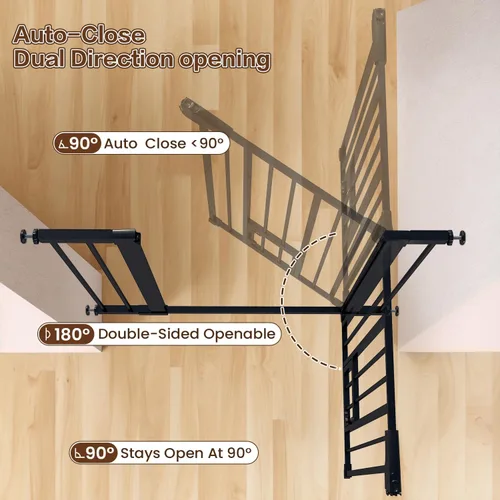 Vista 7 de Mumeasy Puerta de bebé extra alta de 36 pulgadas de alto con puerta para gatos, puerta de perro montada a presión de 29.6-40.5 pulgadas de ancho