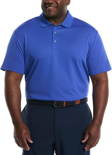Vista 21 de PGA Tour Men's Airflux Solid Mesh Short Sleeve Classic Golf Polo Shirt Asfalto