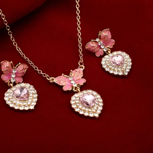 Vista 4 de Collar con colgante de mariposa chapado en oro de 18 quilates y platino estilo Y2K para mujeres, niñas, adolescentes, amigas, amistades, fiestas