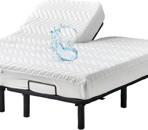 Vista 10 de Kingnex Protector de colchón acolchado impermeable para litera de RV de 30 x 75 para cama individual estrecha, estilo de sábana ajustada