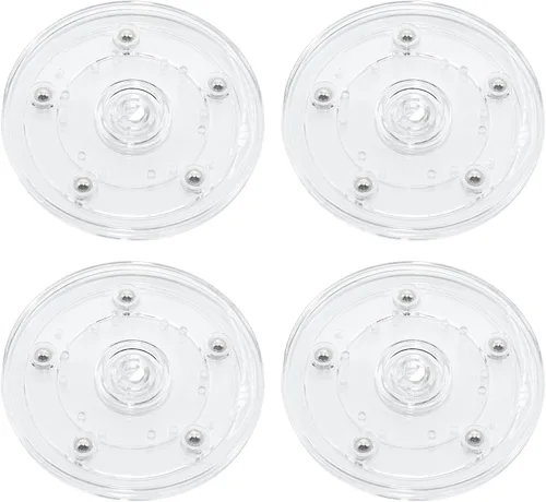 Vista 22 de 4 Piezas Negro 2 pulgadas Acrílico Lazy Susan Organizador Giratorio de Mesa con Rodamientos - Placa Giratoria Redonda para Estante de Especias