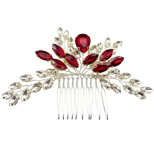 Vista 8 de Peine de pelo de cristal para novia, pieza de pelo con diamantes de imitación, fiesta de graduación, festival, boda, accesorios para el cabello