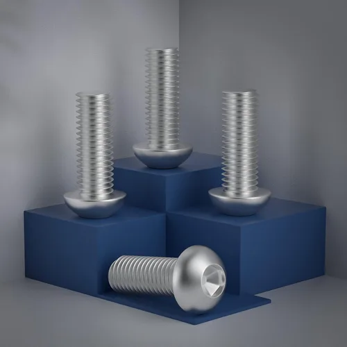 Vista 4 de Tornillo de 1/4-20 x 1, tornillos de cabeza de botón, acero inoxidable 304 (18-8), rosca completamente a máquina, unidad hexagonal Allen, paquete