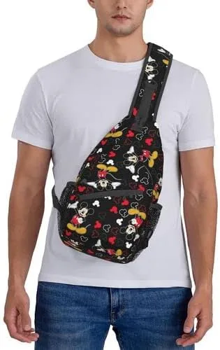 Vista 6 de mic-k-e-y - Bolso bandolera para mouse mochila cruzada bolso ligero de un solo eslinga mochilas para hombres y mujeres cruzado en el pecho