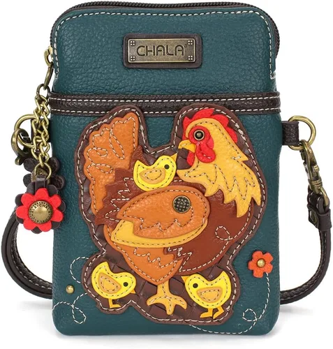 Vista 12 de CHALA Farm Animal Collection - Bolso cruzado para teléfono celular, piel sintética, lona, multicolor, con correa ajustable Vaca - Rayas Negras