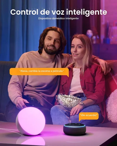 Vista 2 de Hifree Lámpara de mesa inteligente, lámpara de escritorio regulable con aplicación/control de voz, lámpara táctil LED RGB que cambia