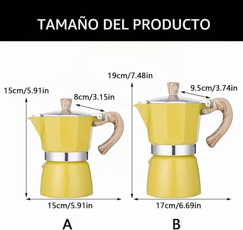 Vista 3 de Olla italiana de moca, olla de café expreso, 3/6 tazas, mango de madera, olla de café expreso moca para uso en el hogar y campamento