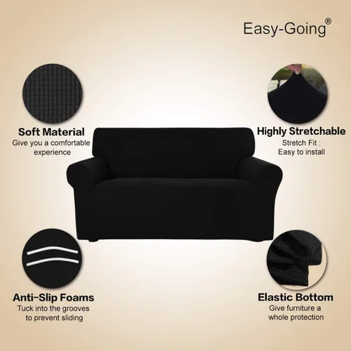 Vista 296 de Easy-Going - Funda elástica sobredimensionada para sofá, 1 pieza, protector muebles, suave, parte inferior elástica, para niños, tela jacquard