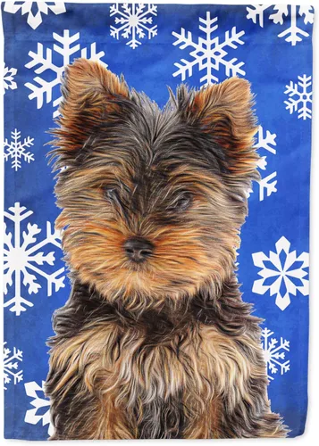 Vista 306 de Caroline's Treasures SC9374GF Bulldog English Snow flakes Holiday Garden Flag Buzón Bandera decorativa para patio exterior, patio, obras de arte