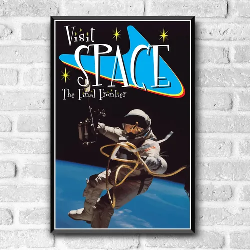 Vista 2 de Visit Space Astronaut Retro Vintage 1950s-60s Style Travel Poster - 8x10-12x18-18x24-24x36 / 4x6 Postcard WPA Style Art Print USA (4x6 Inch Postcard)