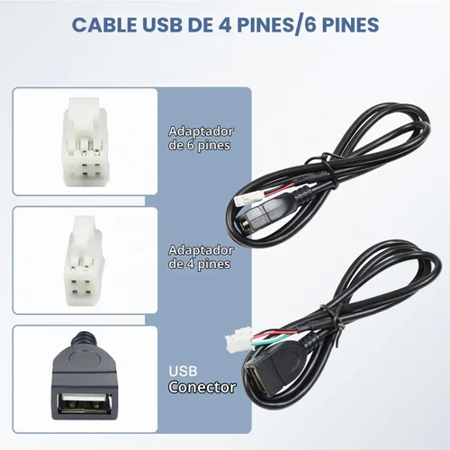 Vista 4 de Kit de arnés de cableado de radio Android con arnés de cable de radio ISO de 16 pines, adaptador de cámara trasera RCA de 10/20 pines, cable USB