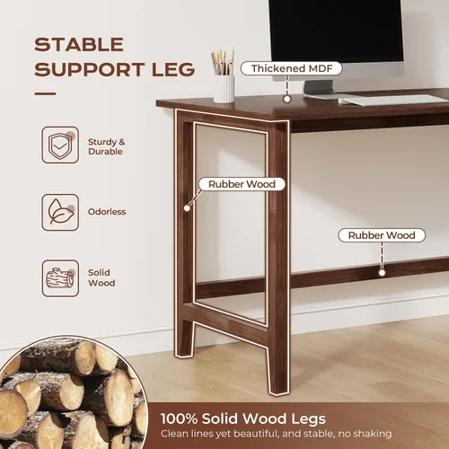 Vista 3 de IOTXY Escritorio de oficina reversible en forma de L, mesa de computadora compacta de 45 pulgadas con estantes de almacenamiento, patas de madera