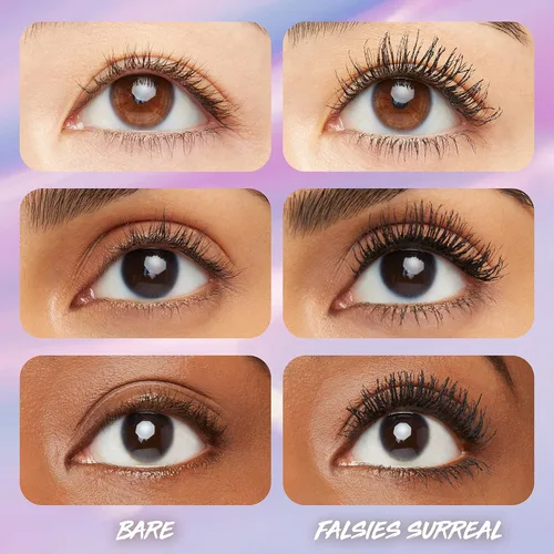 Vista 3 de Máscara de pestañas lavable The Falsies Surreal Extensions de Maybelline, máscara de volumen y alargamiento, maquillaje, negro más negro, 1 unidad