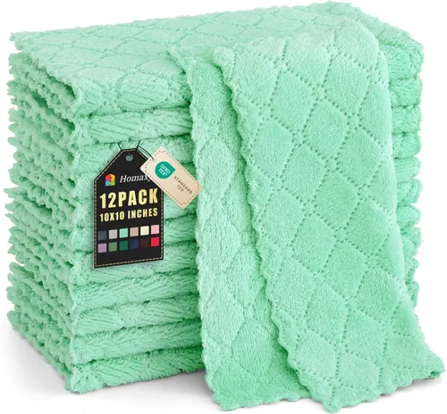 Vista 81 de Homaxy - Paquete de 12 trapos de cocina (13 x 19 pulgadas, marrón), de terciopelo coral supersuaves y absorbentes para lavar platos, paño
