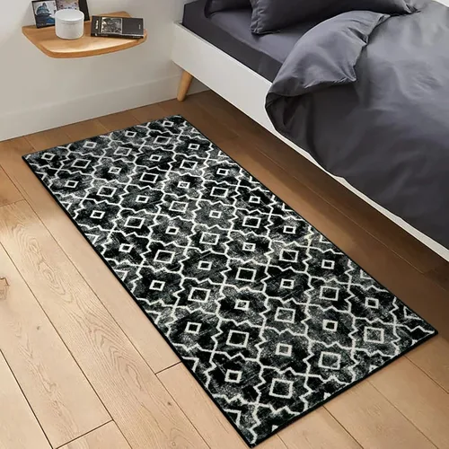Vista 8 de Moynesa Alfombra marroquí lavable de 2 x 3 pulgadas, pequeña, azul, para cocina, baño, suave, antideslizante, de pelo bajo, moderna, geométrica