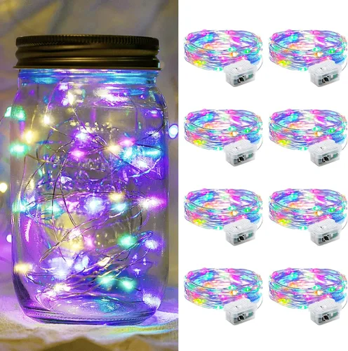 Vista 66 de Paquete de 6 luces de hadas a pilas con temporizador remoto, 8 modos de iluminación, 7 pies, 20 luces LED impermeables para Halloween, Navidad