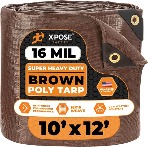 Vista 93 de Xpose Safety - Lona protectora de polietileno de 4 x 20 pies, 16 mil o 0.4mm de grosor, resistente y reforzada para evitar desgarros, resistente a