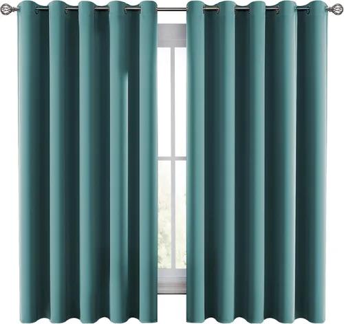 Vista 10 de LUX Décor - Juego de 2 paneles de cortinas opacas de alta calidad de 63 pulgadas de largo, cortinas de oscurecimiento de habitación con aislamiento