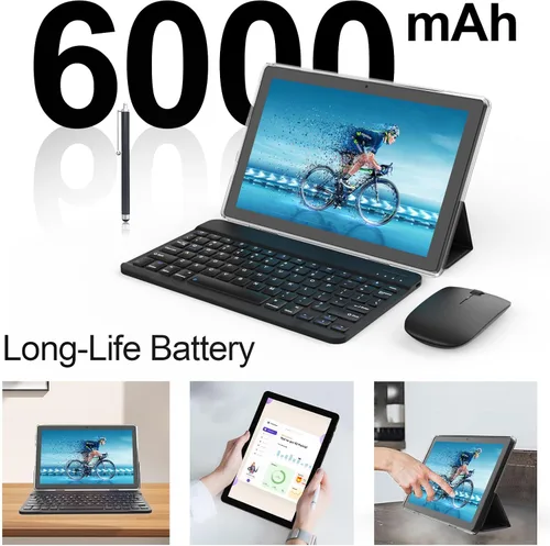 Vista 5 de Tableta de 10.1 Pulgadas Android 15.0, RAM 20GB (4+16Expand)+ROM 128GB, Batería de 6000mAh, Cámara Dual 2+8MP, Pantalla IPS HD Touch de 1280*800
