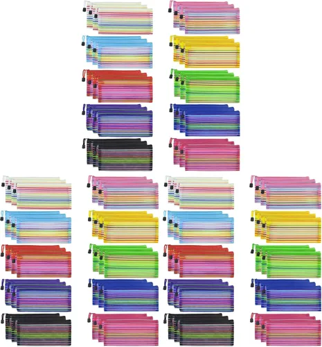 Vista 8 de Tayfremn Juego de bolsa con cremallera de malla de 30 piezas, 10 colores, bolsa de cremallera de red B6
