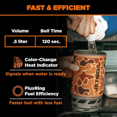 Vista 4 de Jetboil Estufa portátil de ebullición rápida para acampar y mochilero con encendido automático de 1 paso, quemador de propano/isobutano con taza