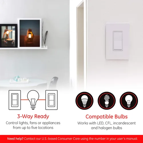 Vista 6 de Interruptor de luz inteligente Zigbee Enbrighten, QuickFit y SimpleWire, se empareja directamente con Echo Show 10, Echo Studio