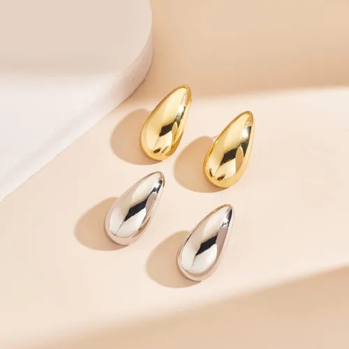 Vista 5 de MUYAN Aretes largos de gota de agua para mujer, aretes de gota cepillados, oro y plata