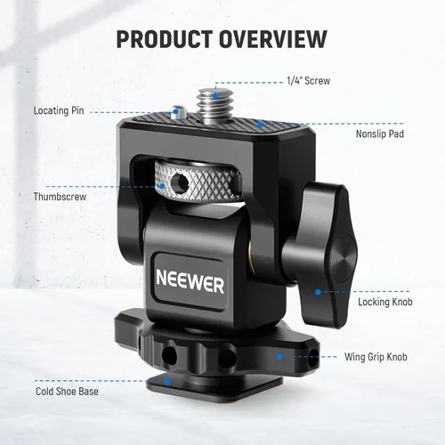 Vista 5 de NEEWER Soporte para monitor de cámara con zapata fría, tornillo antitorsión de 1/4 pulgadas para monitor de campo de 5 y 7 pulgadas, compatible