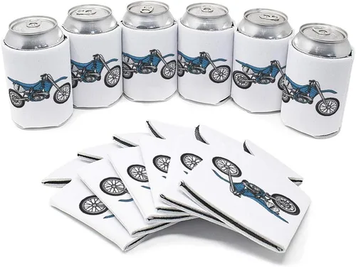 Vista 3 de Fundas para latas, enfriador de bebidas, color azul, para transporte de bici de suciedad, espuma para fiestas, cubierta de cerveza