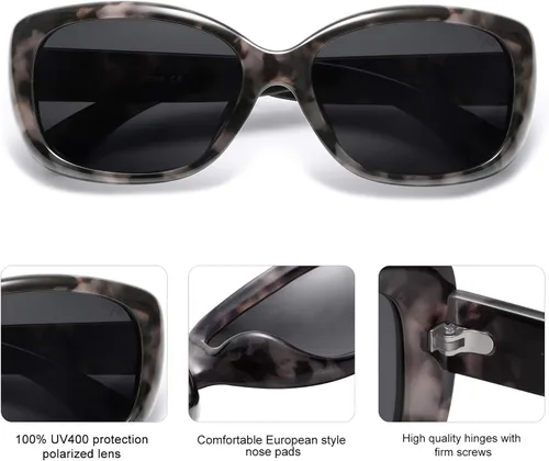 Vista 5 de SOJOS Vintage Square Sunglasses for Women Polarized UV Protection Havana Frame SJ2111