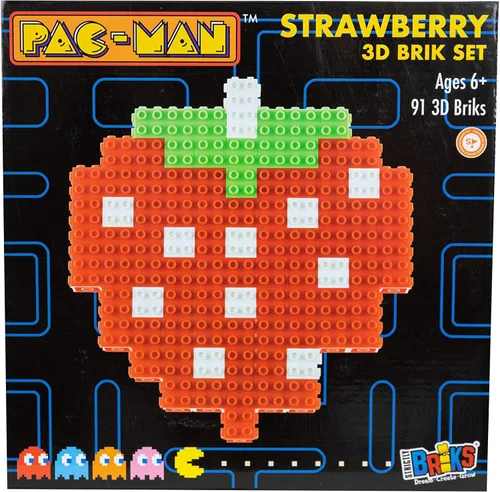 Vista 5 de Strictly Briks Pac-Man & BANDAI NAMCO Entertainment Inc Pac-Man Strawberry Item - 91 piezas 3D Briks 2D Build