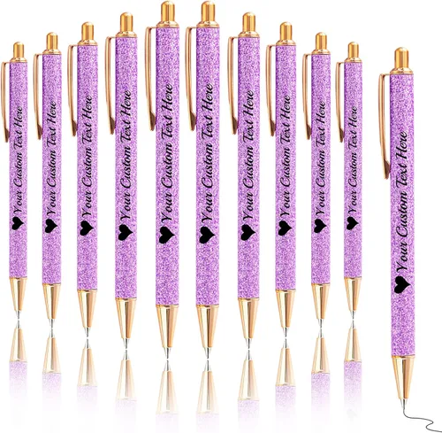 Vista 11 de Bolígrafos con purpurina personalizados con nombre, bolígrafos bonitos y bonitos personalizados, bolígrafos retráctiles de tinta negra, suministros