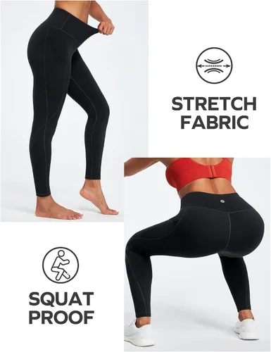 Vista 3 de Ewedoos - Leggings con bolsillos para mujer, de talle alto, pantalones de yoga, pantalones de entrenamiento, con levantamiento de glúteos