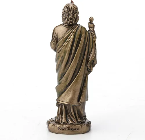 Vista 5 de Veronese Design Estatua miniatura de resina de San Judas el Apóstol de 3 3/8" pintada a mano con acabado de bronce