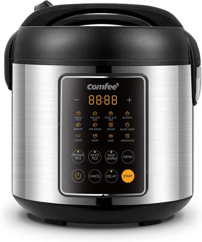 Vista 8 de COMFEE' Mini Arrocera 4 Tazas Cocinadas/2 Tazas Sin Cocinar, Arrocera Portátil Antiadherente, Temporizador de Retardo de 24 Horas, 6 Funciones
